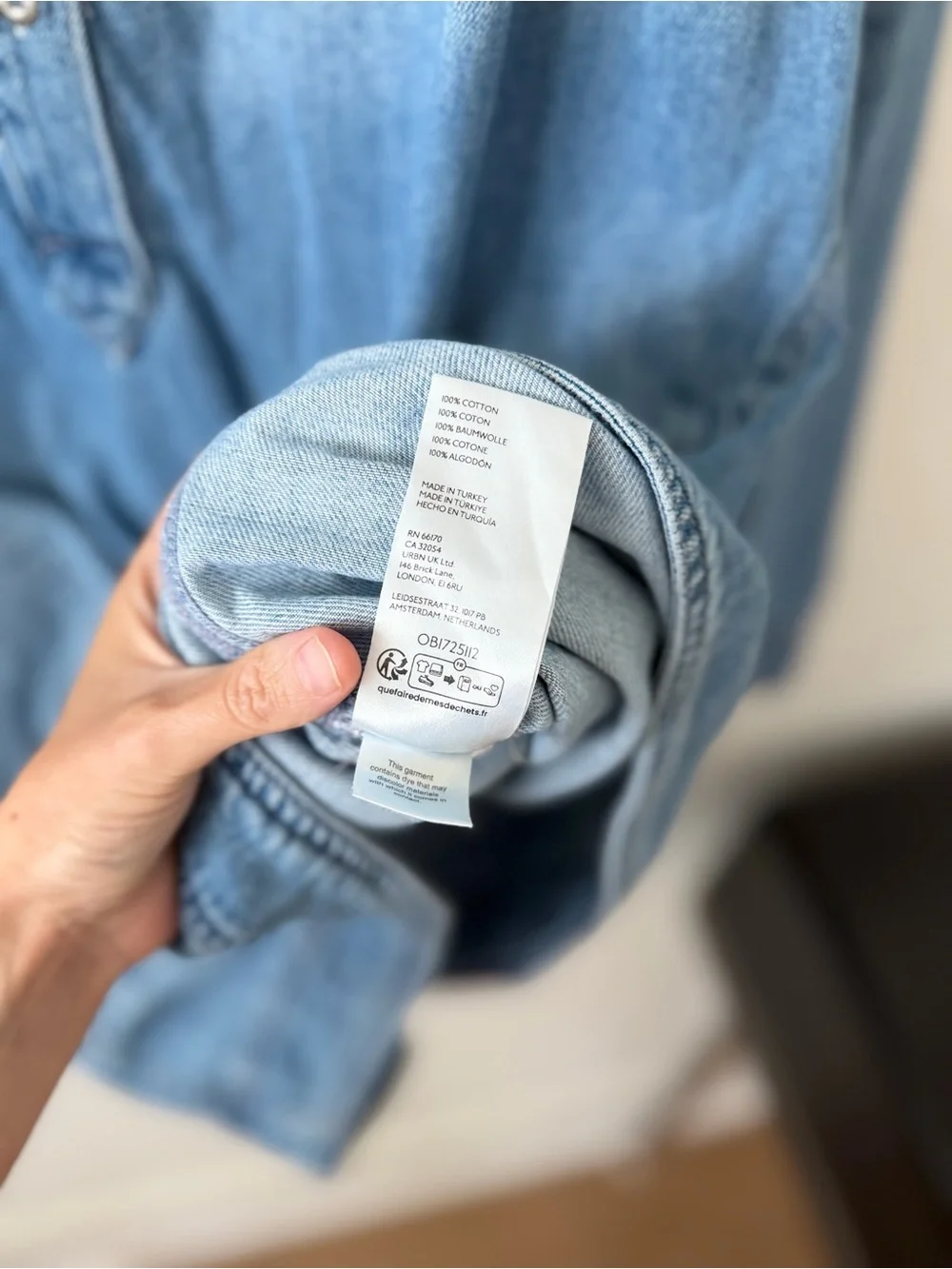 Free People Light Blue Denim Tunic Dress 100% cotton